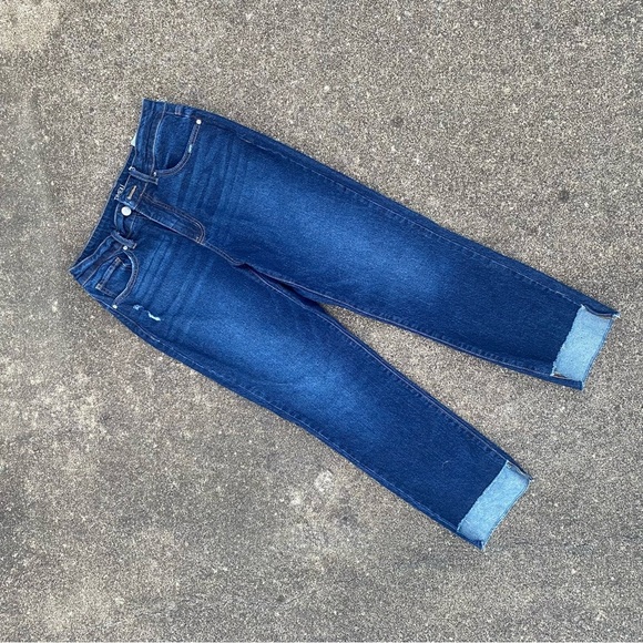 Time and Tru High Rise Dark Blue Ankle Cuffed Straight Jeans size 8 - Picture 2 of 6